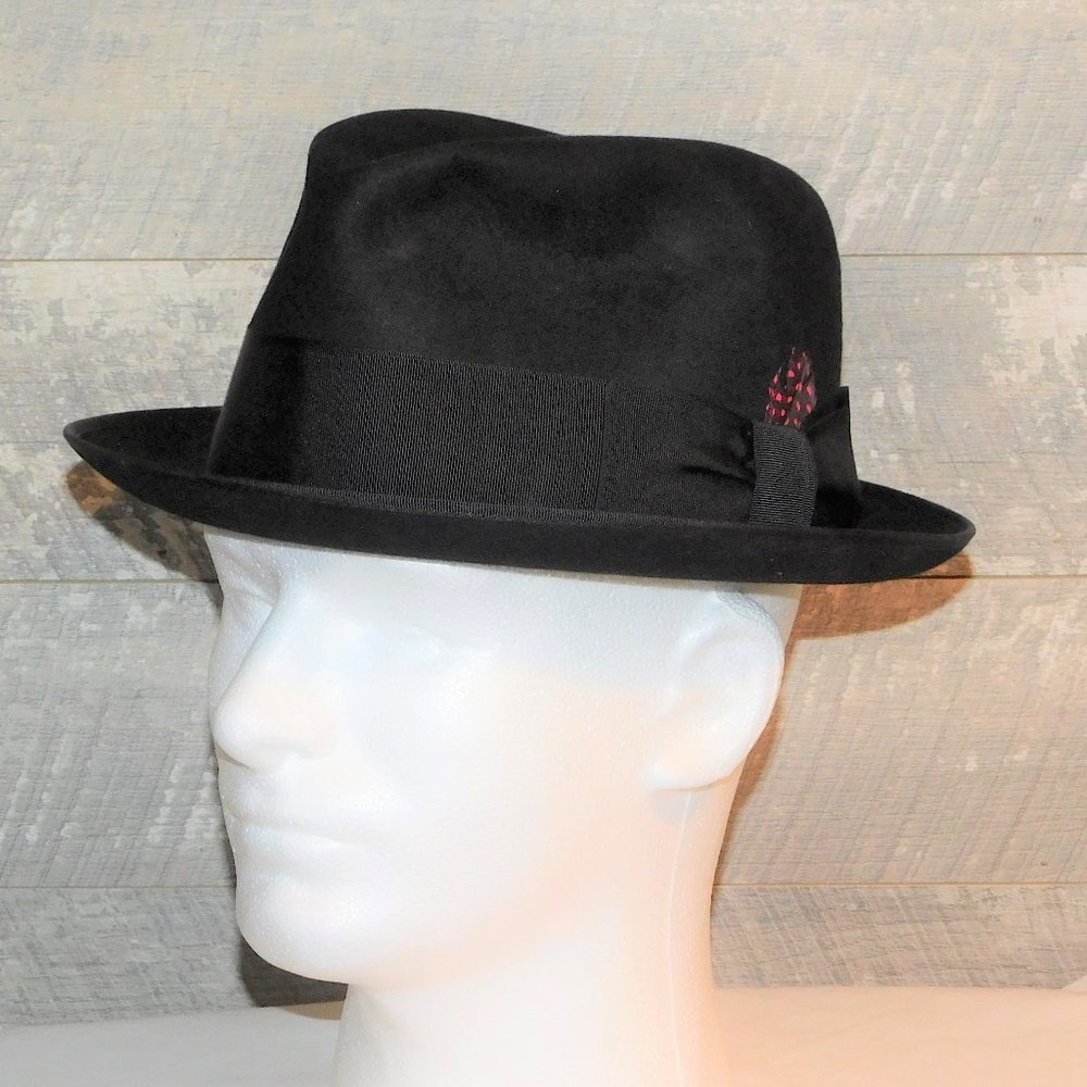 Vintage Towncraft Fedora Black Felt & Box 7-1/8